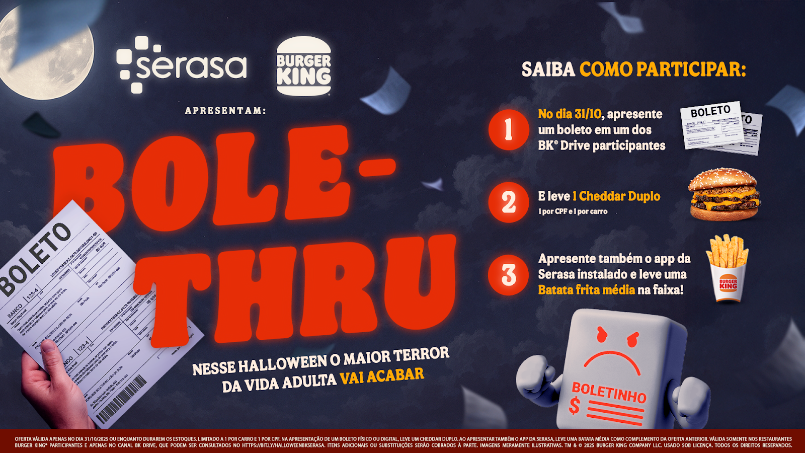Burger King e Serasa trocam boletos por sanduíche no Halloween
