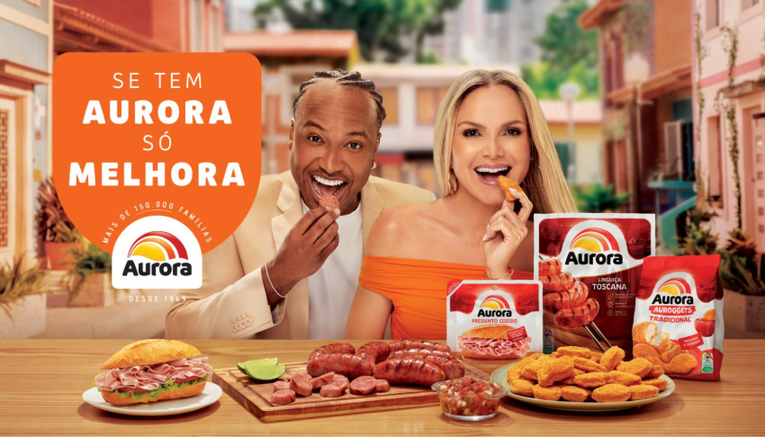 Aurora estreia novo posicionamento de marca em campanha com Eliana e Thiaguinho
