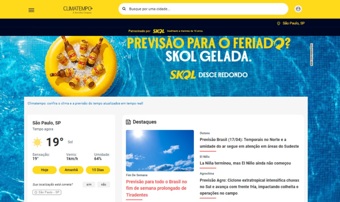 Climatempo e Skol se unem em campanha para os feriados