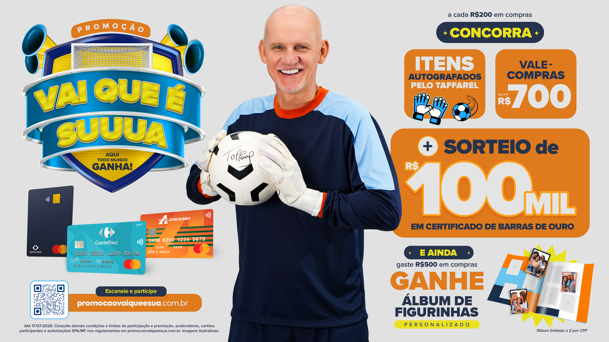 Estrelada por Taffarel, banco Carrefour lança campanha com promoção inédita